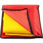 red and yellow VEVOR welding blanket in a partially unzipped black case.