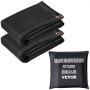 VEVOR fire blanket: two folded black fire blankets with gold grommets and storage bag.