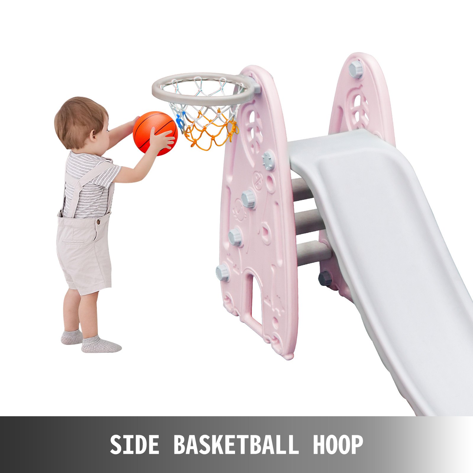 VEVOR Peuterglijbaan Schommelset LadderGlijbaan Schommel Basketbalring Ballenbak