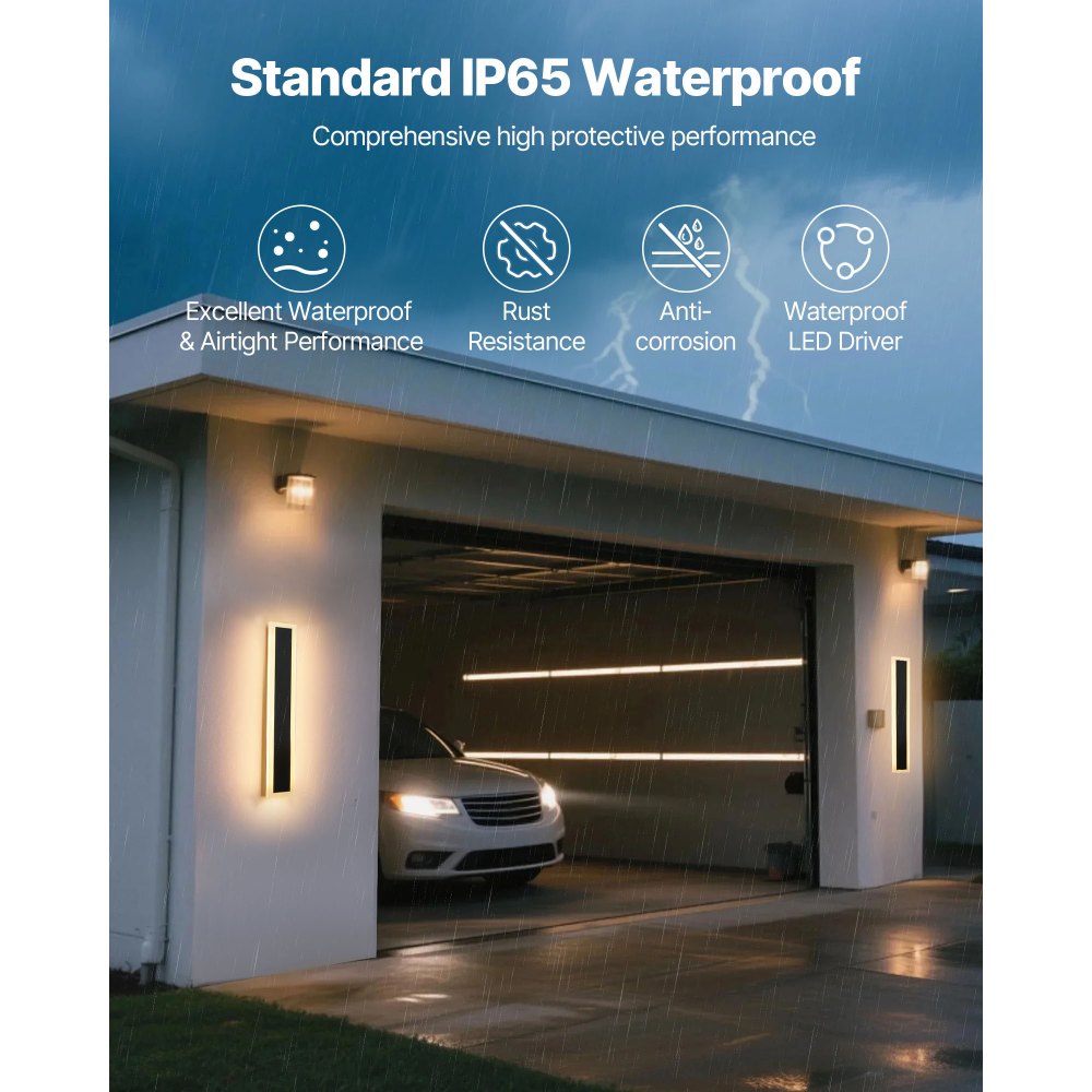 VEVOR Buitenwandlamp, 23,6 inch lange strip moderne buitenwandlamp, 3000K warm wit, IP65 waterdicht, roestvrije buitenverlichting voor op het terras, voor thuis, veranda en garage