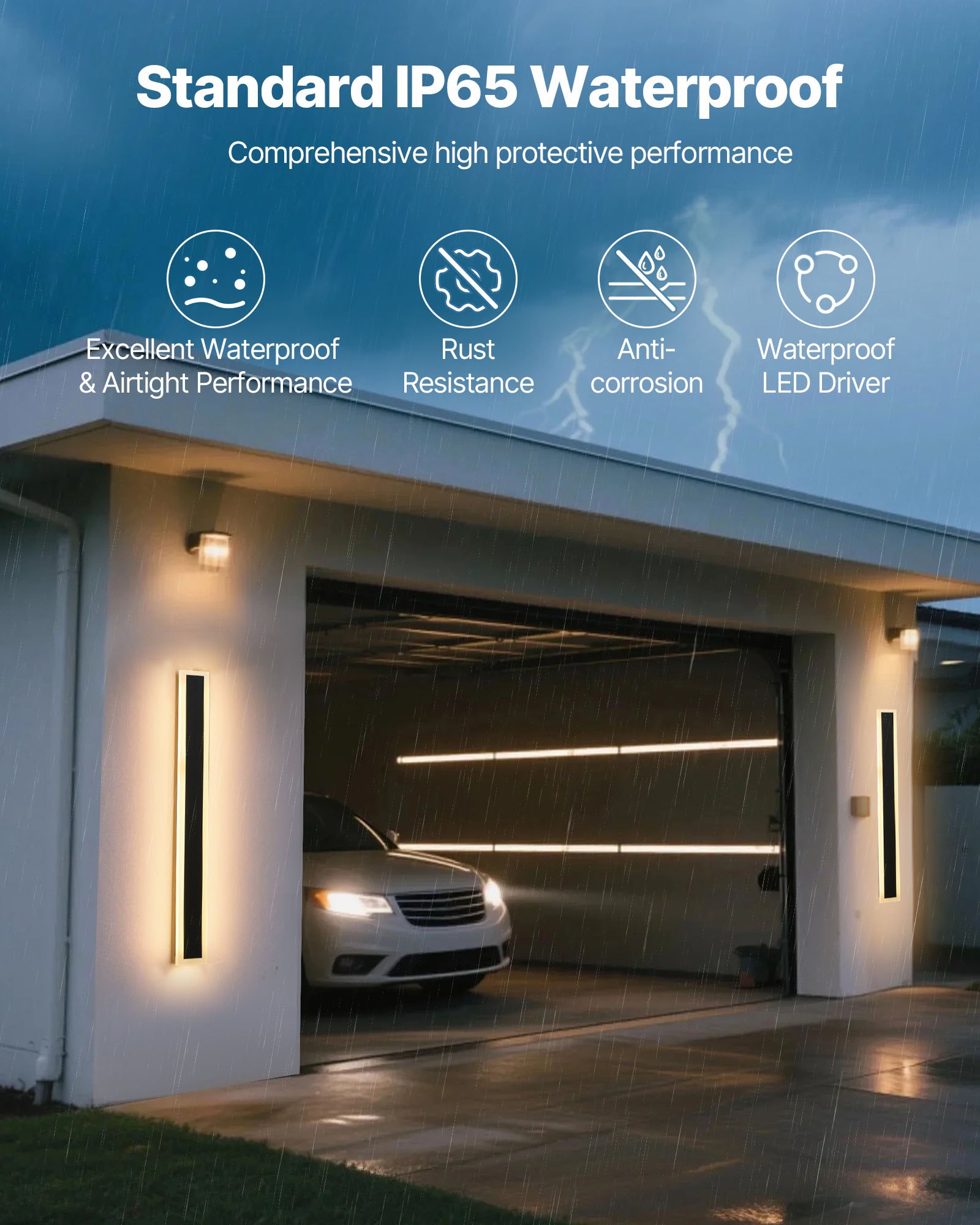 VEVOR Villa Wandlampen, 2-pack, 800 mm lange strips, moderne buitenwandlampen, 3000 K warm wit, IP65 waterdicht, roestvrij, wandlamp, voor huis, veranda, tuin, terras, garage