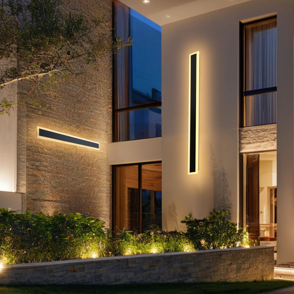 VEVOR Villa Wandlampen, 2-pack, 100 cm lange strips, moderne buitenwandlampen, 3000 K warm wit, IP65 waterdicht, wandlamp, voor huis, veranda, garage, tuin en patio