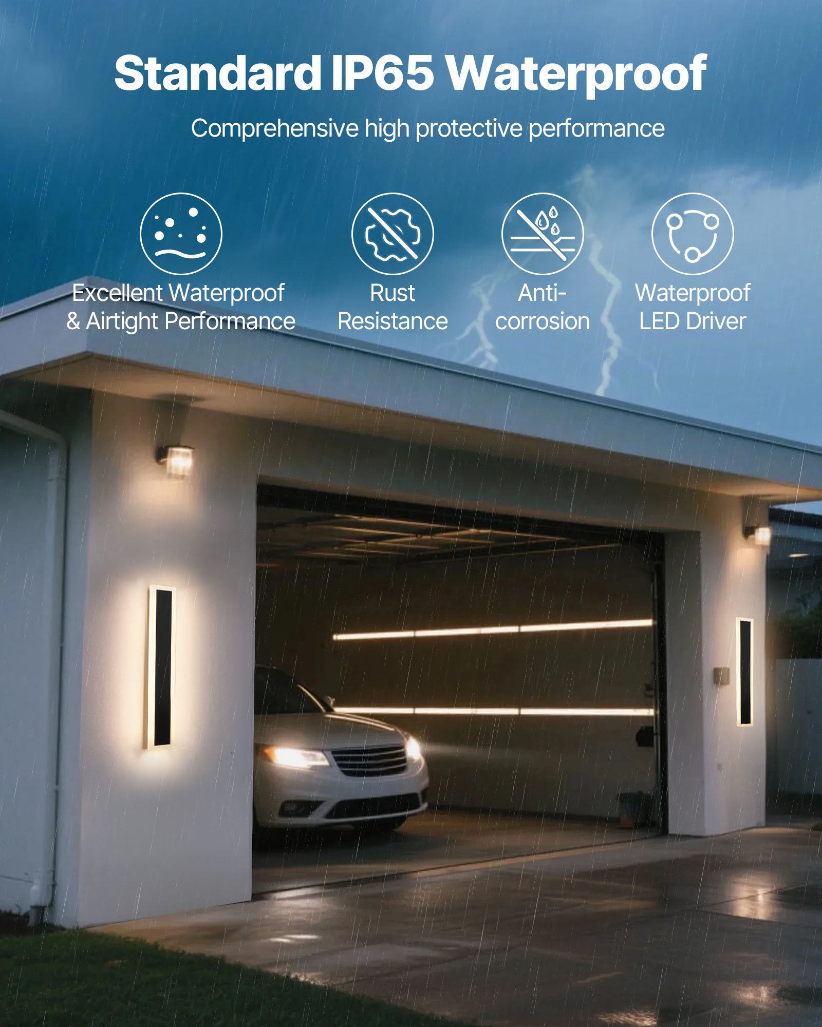 VEVOR Wandlampen, 2-pack, 600 mm lange strips, moderne buitenwandlampen, 2700 K - 6000 K, IP65 waterdicht, roestvrij, dimbare wandlamp, voor thuis, veranda, tuin, terras en garage