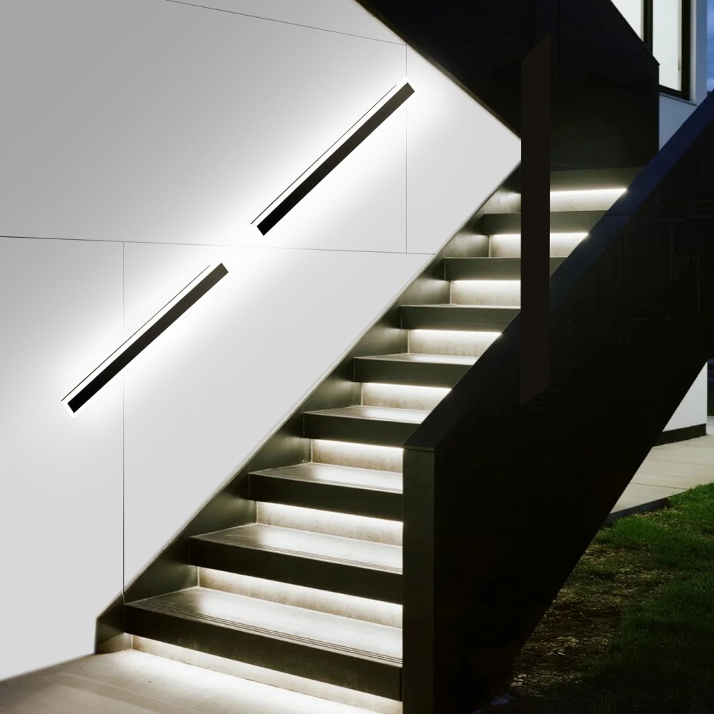 VEVOR Outdoor Wall Lights, 2 Pack, 39.4 Inch Long Strip Modern Exterior Wall Sconce Light Fixtures, 2700K-6000K, IP65 Waterproof Anti-Rust, Dimmable Outside Wall Mount Lighting, for House Porch Garage