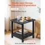 VEVOR Outdoor Side Table, 17.72W x 14.96D x 17.32H Inch, Double Layer HDPE Outside End Table for Easy Maintenance, Withstand Harsh Weather, Fit for Patio, Pool, Beach, Porch, Indoor, Backyard, Black