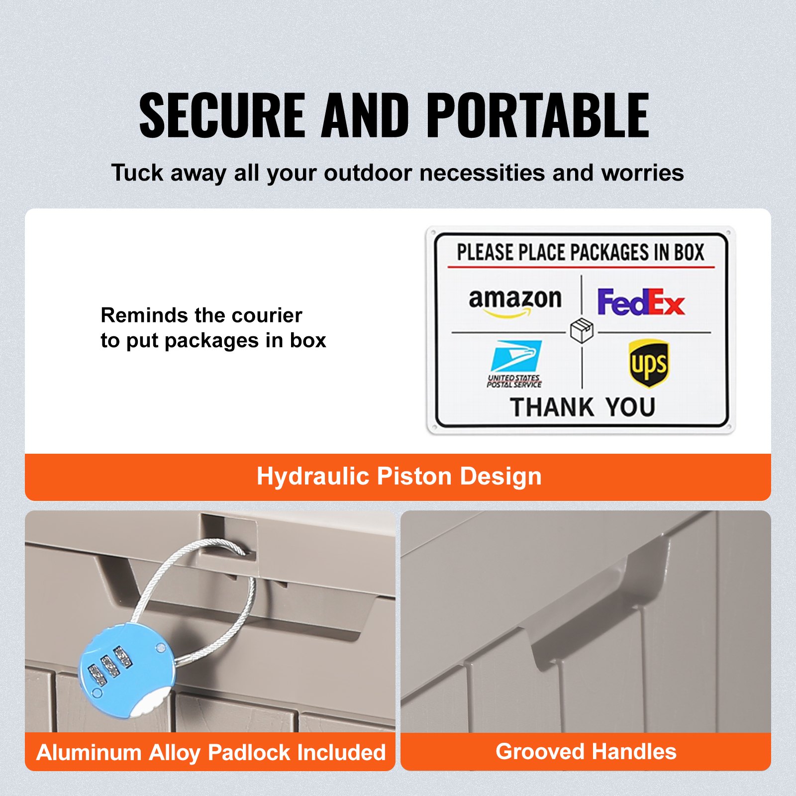 VEVOR Opbergbox 117,3L PP uitrustingsbox 561x434x530mm opbergbox voor buiten 77kg draagvermogen tuinbox kussenbox ideaal voor het opbergen van sportartikelen, tuingereedschap etc.