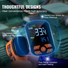 VEVOR Infrared Thermometer IR 50:1 Pyrometer -40°C to 1500°C Laser Temperature Meter 180x120x60mm Temperature Gauge Non-Human Body Thermometer for Cooking/Barbecue/Freezer/Industry