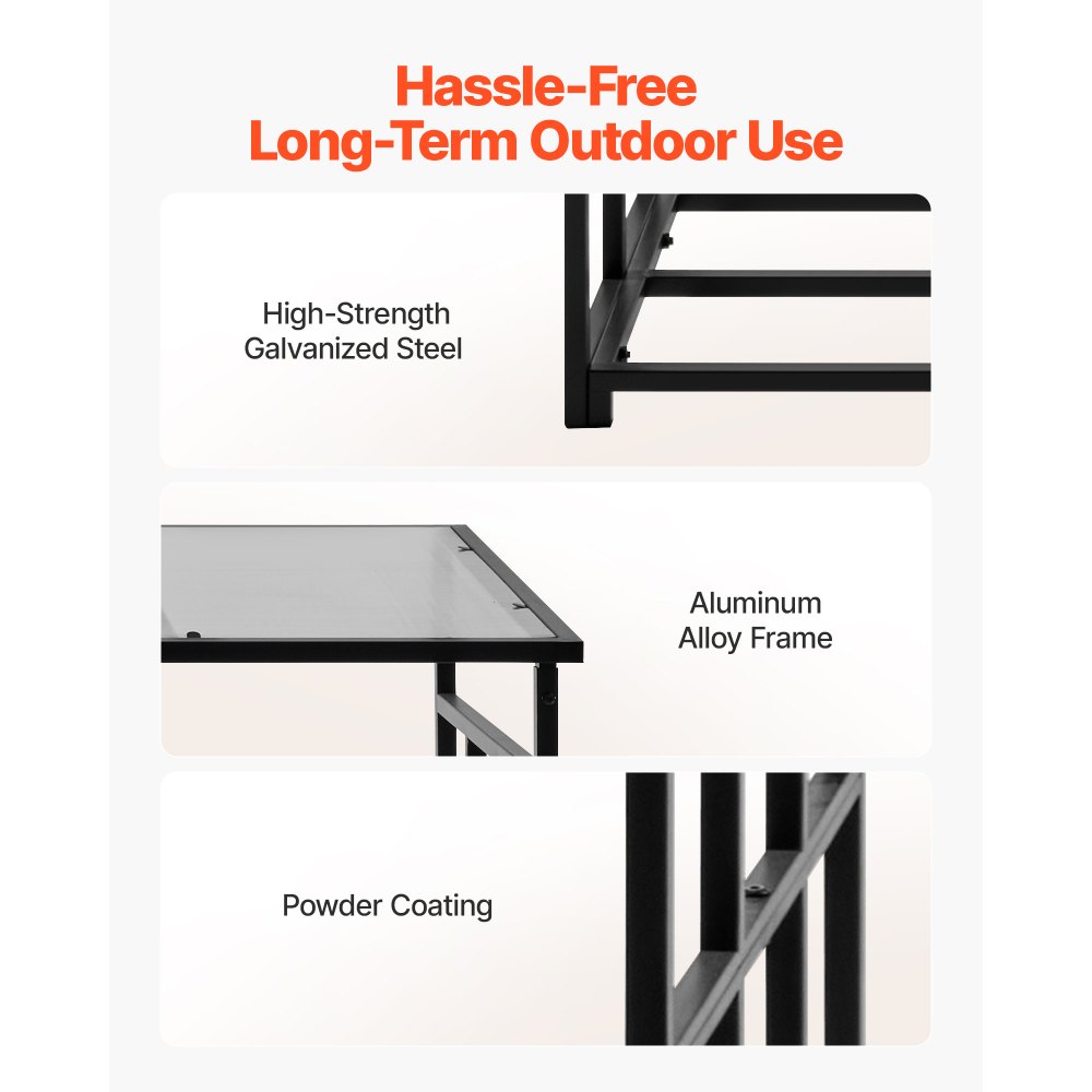 VEVOR Metalen haardhoutrek, 143x70x143 cm, haardhoutrek, houtopslag, max. belasting 300 kg, haardhoutrek, haardhoutopslag, stapelhulp voor veranda's, patio's en tuinen