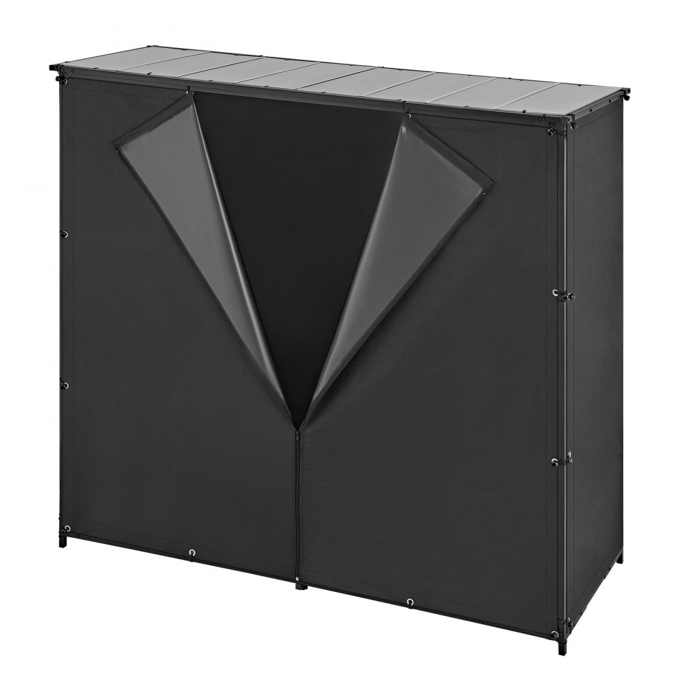 VEVOR Houtrek 3/8 Cord met deksel 1855x715x1850 mm, voor open haard, terras en balkon, gepoedercoat koolstofstalen frame, draagvermogen 730 kg, inhoud 1962 L Zwart