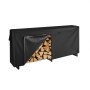 VEVOR Firewood Rack with Waterproof Cover, 8 ft Outdoor Firewood Holder, 1/2 Cord Storage Metal Log Holder, 660lb Max Weight Capacity, Top Covered, Powder-Coated Wood Storage Rack for Fireplace Deck