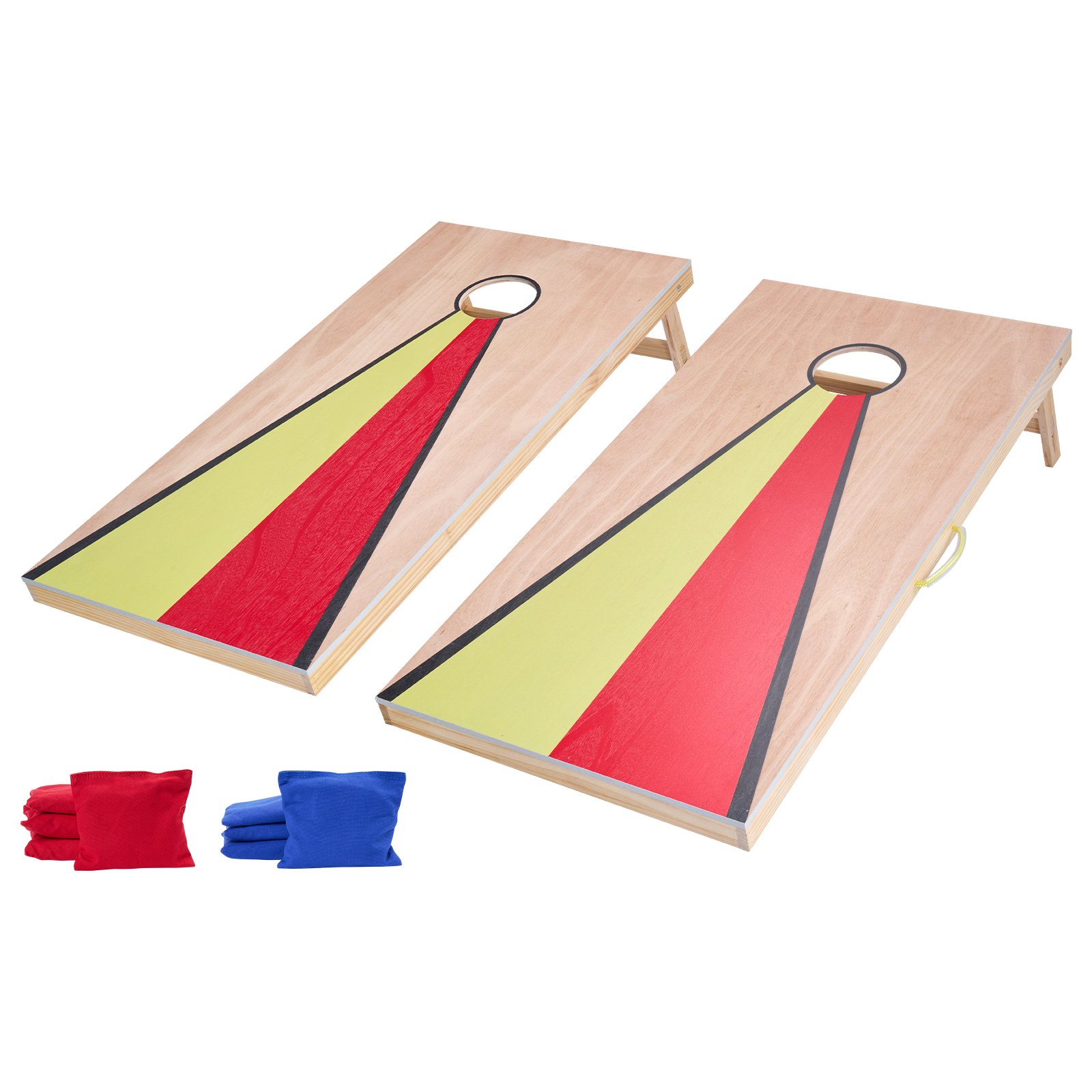 VEVOR Cornhole-spelset (1255 x 600 x 302 mm) Cornhole-spelborden, draagbaar werpbord van massief hout, cornhole-spel voor volwassenen, inclusief 8 zitzakken en handvat, voor kamperen in de tuin