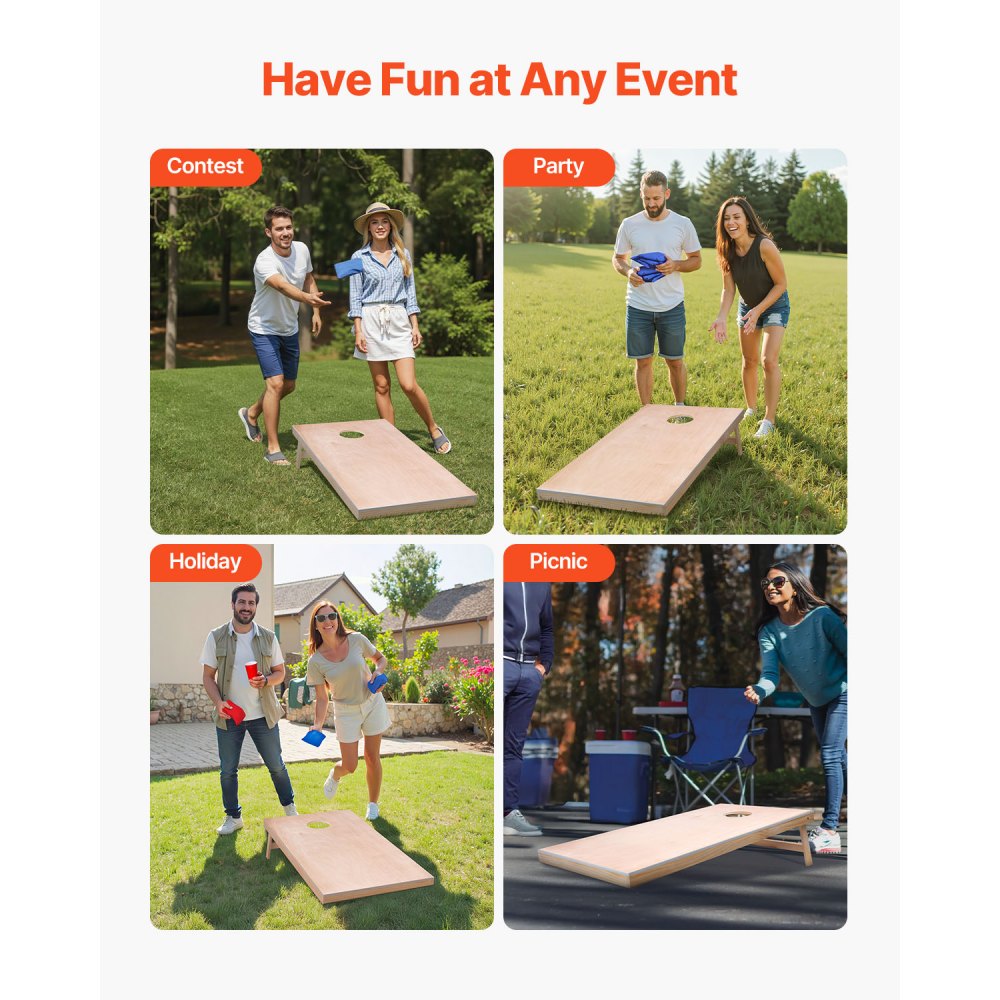 VEVOR Cornhole Spelset (1255 x 600 x 302 mm) Cornhole spelborden, draagbaar werpbord van massief hout, cornhole spel voor volwassenen, inclusief draagtas, voor tuin, achtertuin, strand, camping