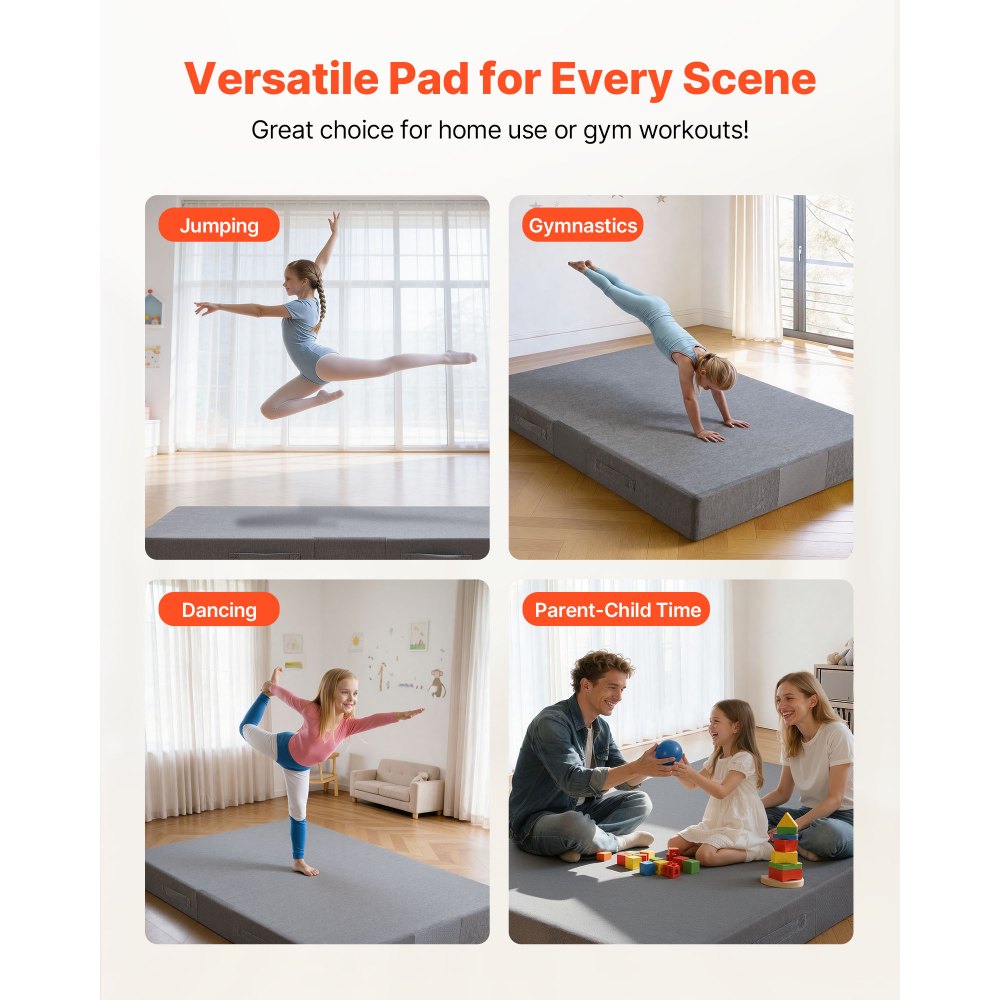 VEVOR Crash Pad, 6 x 4 ft Crash Pad for Kids Sensory with Soft Thick Foam and Washable Cover, Giant Pillow Mat Large Sensory Room Equipment for Children and Adults Jumping, Play, Climbing & Gymnastics
