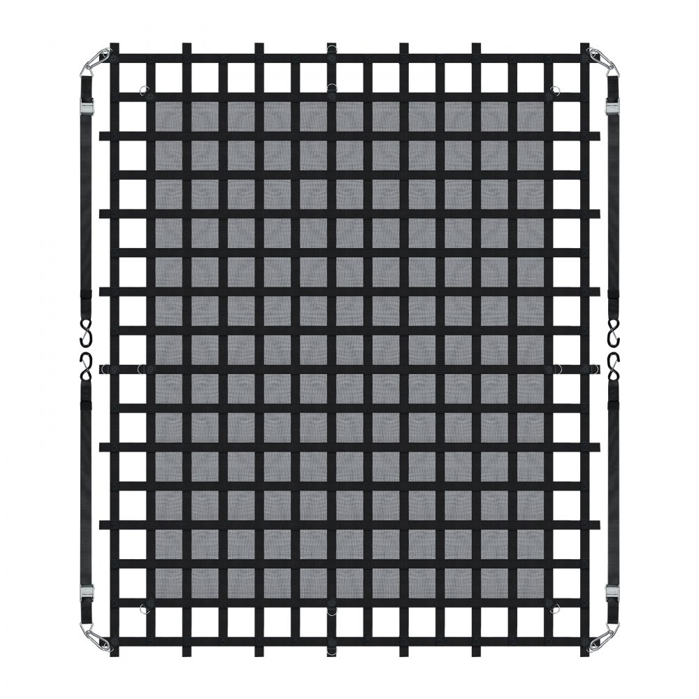 VEVOR Cargo Net, 3020 x 2670 mm, vrachtwagenlaadnet, 4 verstelbare banden met karabijnhaken en S-haken, slijtvast en weerbestendig transportnet, bagagenet geschikt voor pick-uptrucks, vrachtwagens, jeeps, SUV's en boten