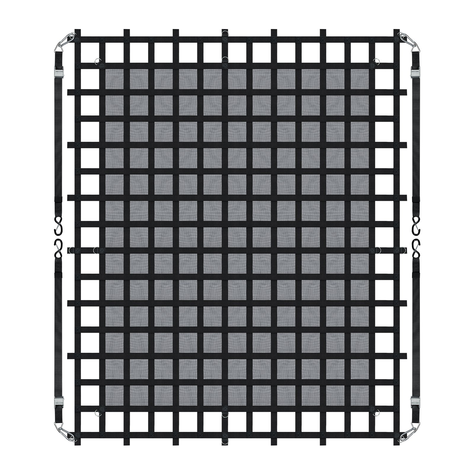 VEVOR Cargo Net, 3020 x 2670 mm, vrachtwagenlaadnet, 4 verstelbare banden met karabijnhaken en S-haken, slijtvast en weerbestendig transportnet, bagagenet geschikt voor pick-uptrucks, vrachtwagens, jeeps, SUV's en boten