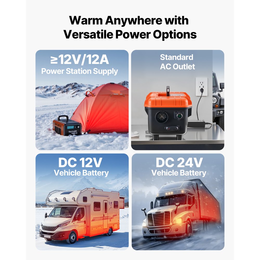 VEVOR Diesel Luchtverwarmer 5-8KW DC 12 V/24 V Draagbare Standkachel (Alles-in-één) met Afstandsbediening en LCD-scherm, Laag Geluidsniveau, 4 L Brandstoftank voor Vrachtwagens Campers