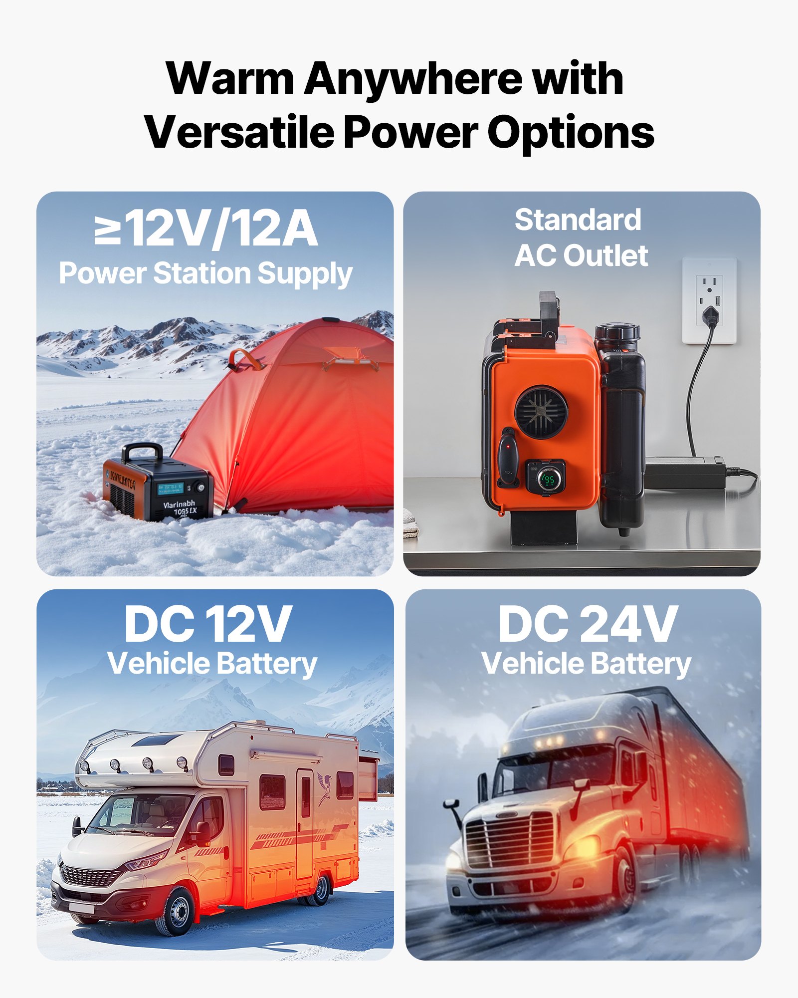 VEVOR Diesel Luchtverwarmer 5-8KW DC 12 V/24 V Draagbare Standkachel (Alles-in-één) met afstandsbediening en LCD-scherm, Laag geluidsniveau, 4,5 L Brandstoftank voor Vrachtwagens en Campers