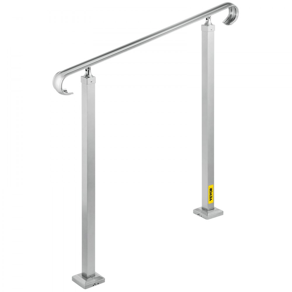 VEVOR Balustrade Trap Buitentrapleuning Legering Handleuning Geschikt voor 2 of 3 Stappen Flexibele Overgangsleuning Zilver Buitentrapleuning