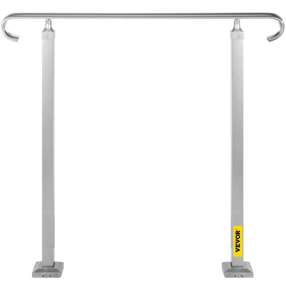 VEVOR Balustrade Trap Buitentrapleuning Legering Handleuning Geschikt voor 2 of 3 Stappen Flexibele Overgangsleuning Zilver Buitentrapleuning