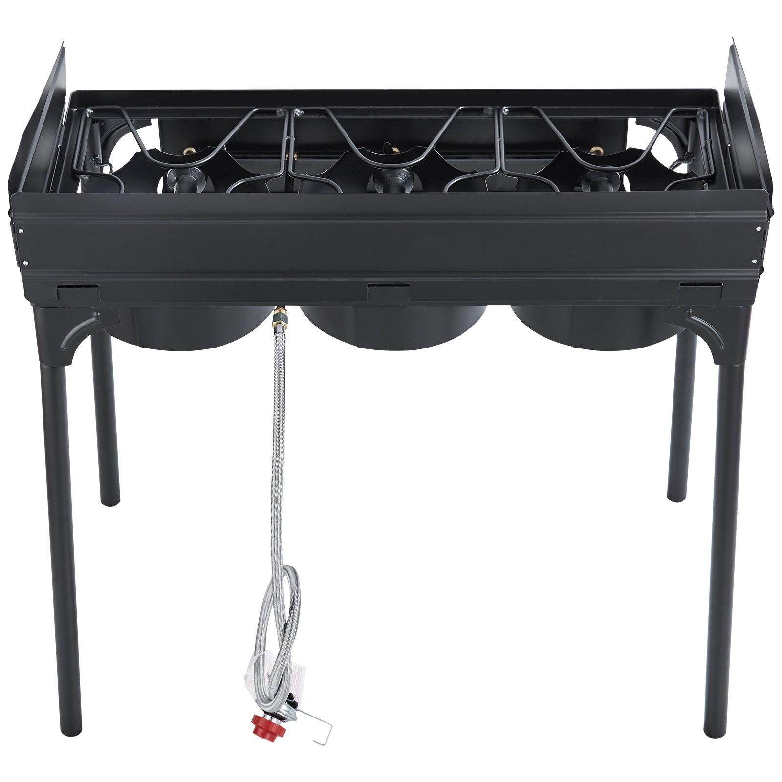 VEVOR outdoor kampeerkachel, vloeibaar gas gasfornuis, 87 x 45 x 90 cm drievoudige brander campingkachel krukkachel, 90.000 BTU wokbrander gaskachel house party camping camping gaskachel incl. gasslang