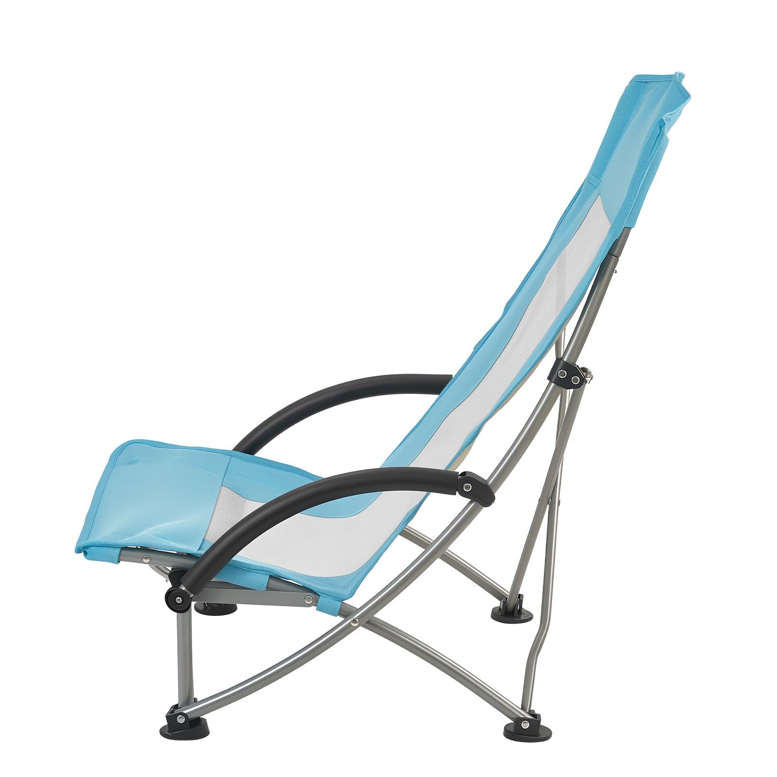 VEVOR Folding Beach Chair, High Back Camping Chairs for Adults, with Cup Pocket, Mesh Back, Carry Bag, Portable Extra Wide Seat Chair 330 lbs Heavy Duty Support, for Outdoor, Camp, Light Blue