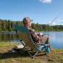 VEVOR 2 x Campingstoelen, opklapbare stoelen, draagvermogen 150 kg, visstoel met hoge rugleuning, bekerhouder, mesh rugleuning, draagtas en extra brede zitting, strandstoelen voor buitenactiviteiten en vissen