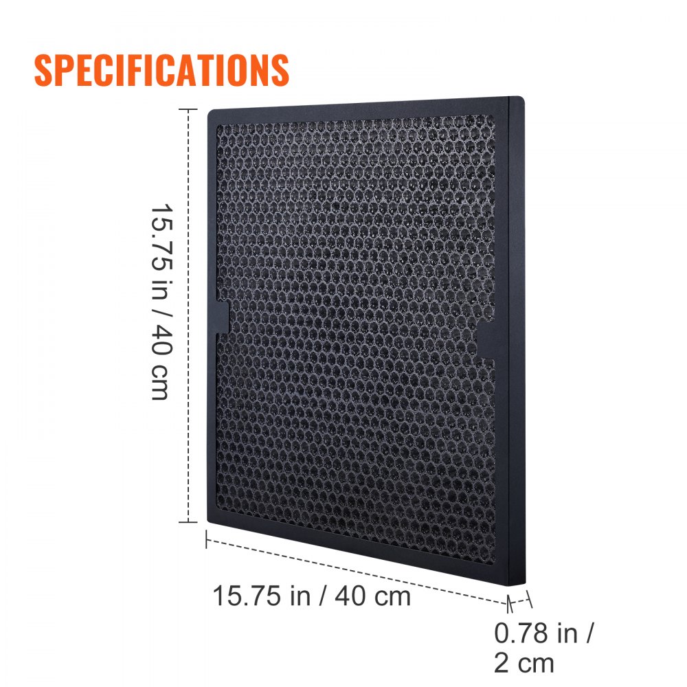 VEVOR Actieve Koolstoffilters, 3-pack, 40 x 40 cm Luchtfiltervervanging, Hoogrendementsfilters Niveau 2, Compatibel met BlueDri en VEVOR Scrubber, Luchtreiniger, Apparatuur voor waterschadeherstel