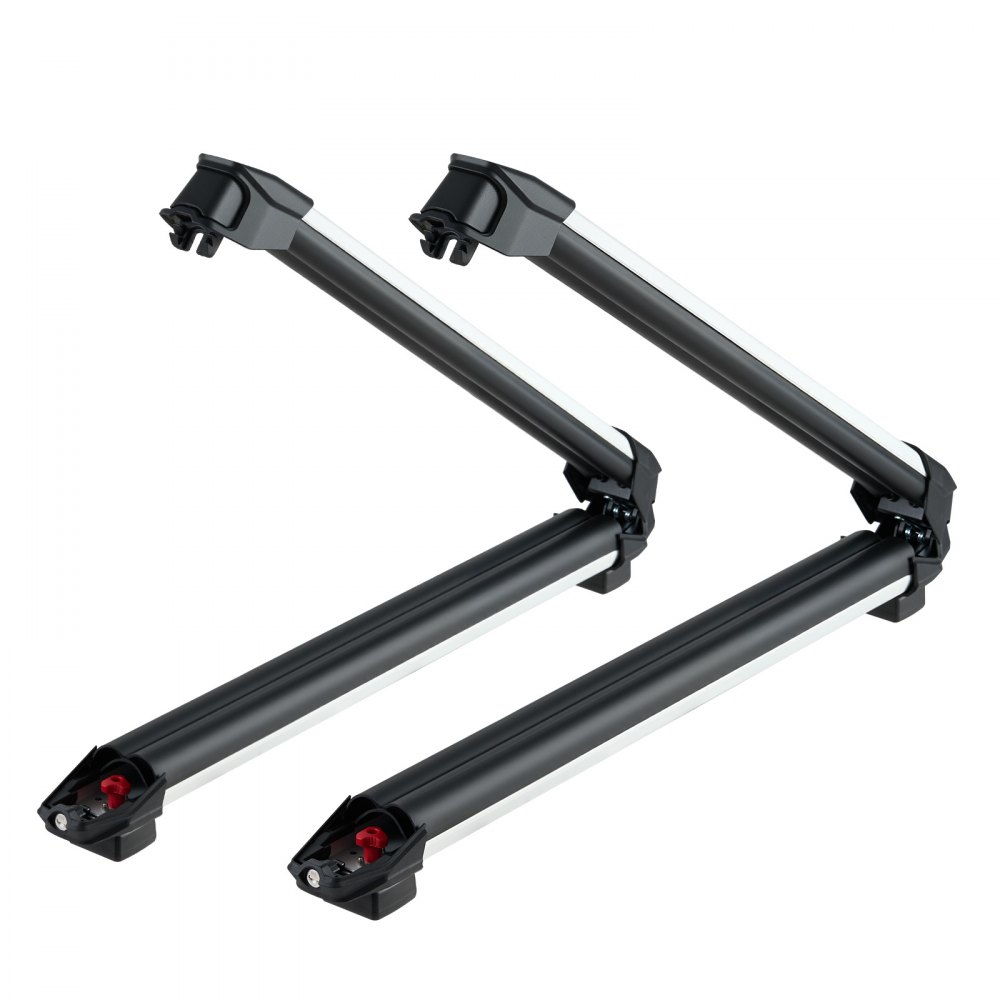 VEVOR Ski & Snowboard Roof Rack, Carry up to 6 Pairs of Skis or 4 Snowboards, 2 PCS Aluminum Universal Car Roof Rack with Lock & Rubber Padding, Carrier for Fishing Rod, Fit Most Slotted Crossbars
