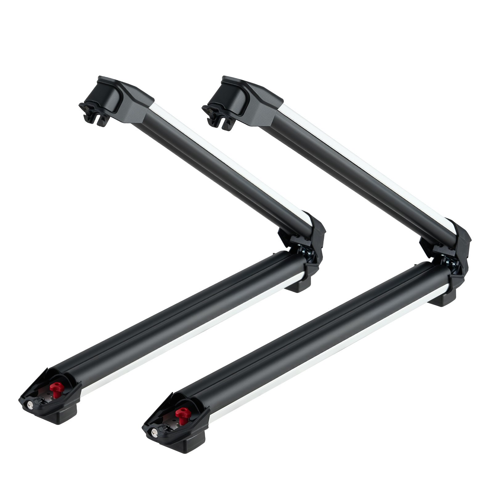 VEVOR Ski & Snowboard Roof Rack, Carry up to 6 Pairs of Skis or 4 Snowboards, 2 PCS Aluminum Universal Car Roof Rack with Lock & Rubber Padding, Carrier for Fishing Rod, Fit Most Slotted Crossbars