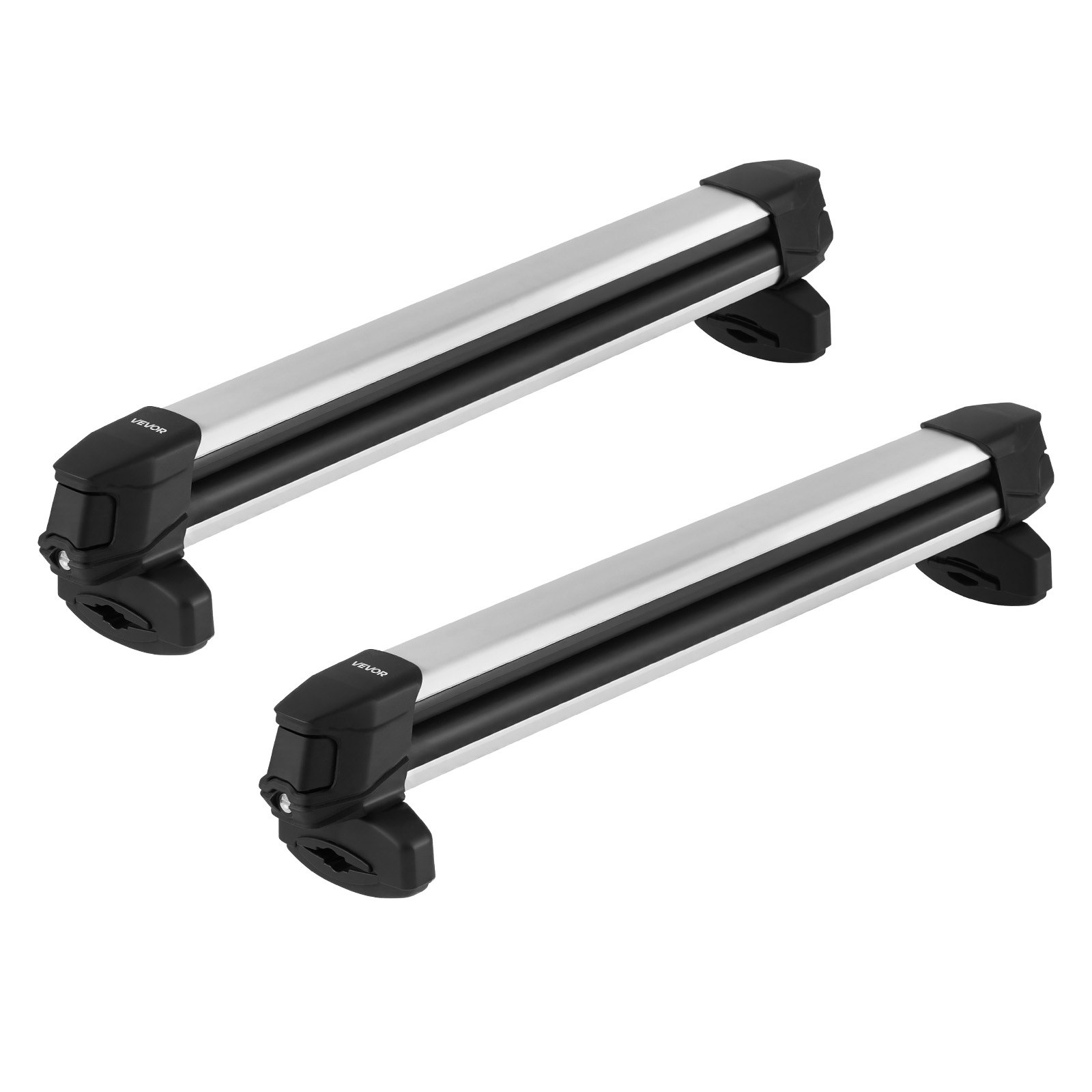 VEVOR Ski & Snowboard Roof Rack, Carry up to 6 Pairs of Skis or 4 Snowboards, 2 PCS Aluminum Universal Car Roof Rack Top Holder with Lock and Rubber Padding for Fishing Pole Rod, Fit Most Crossbars