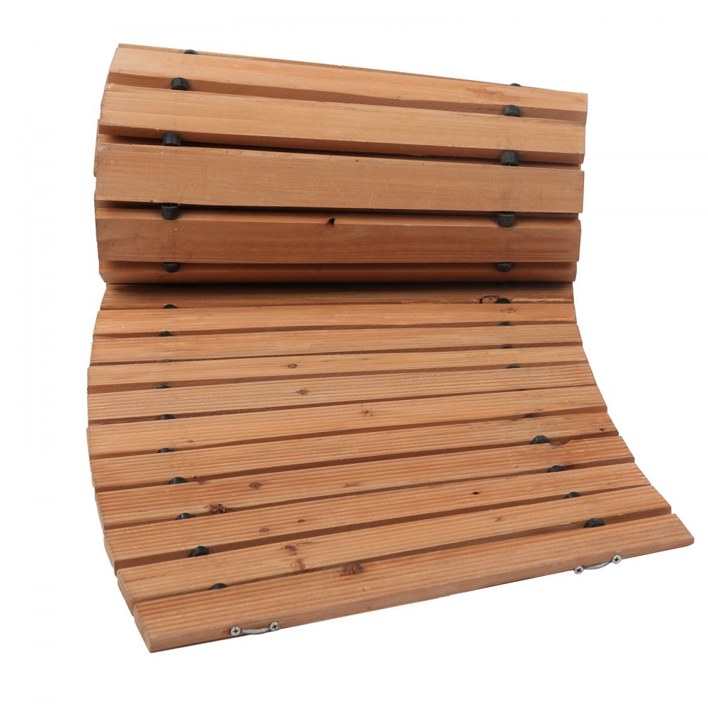 VEVOR Uitrolbaar Tuinpad 253x43 cm, Uitrolbaar Houten Pad, Cederhouten Looppad met Staalkabelverbinding, Houten Trappen, Tuintrappen, Decoratieve Stapstenen voor Strandpromenade, Achtertuin, Terras