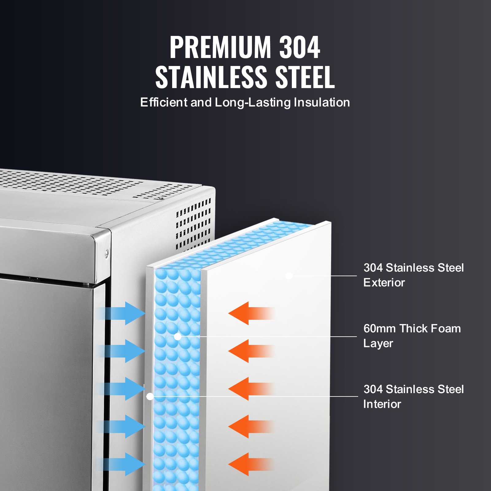 VEVOR Commerciële Blast Freezer 32L Blast Chiller met 4 x 1/3 Trays, Blast Chiller met koel- en vriesstanden, RVS Blast Freezer voor voedsel voor restaurants en zeevruchten