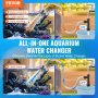 VEVOR Aquarium Vacuum Cleaner, 10m PVC Hose, Aquarium Gravel Cleaner, Siphon Aquarium Cleaner, 3 Types of Brass Adapters, for Cleaning Gravel and Sand in Aquarium