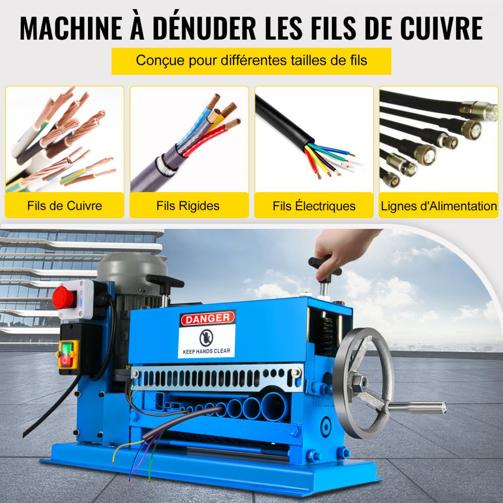 VEVOR Stripper Kabel Strip Machine 370W 1,5-38 mm Aangedreven Elektrische Draadstripmachine 10 Bladen 10 Kanalen Industrieel Verstelbaar
