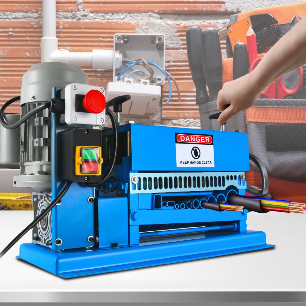 VEVOR 1.5-38MM Automatic Wire Stripping Machine 370W Kinds Of Metal Cable Wire Stripper With 10 Blades  Powered Electric Wire Stripper 15 M/Min