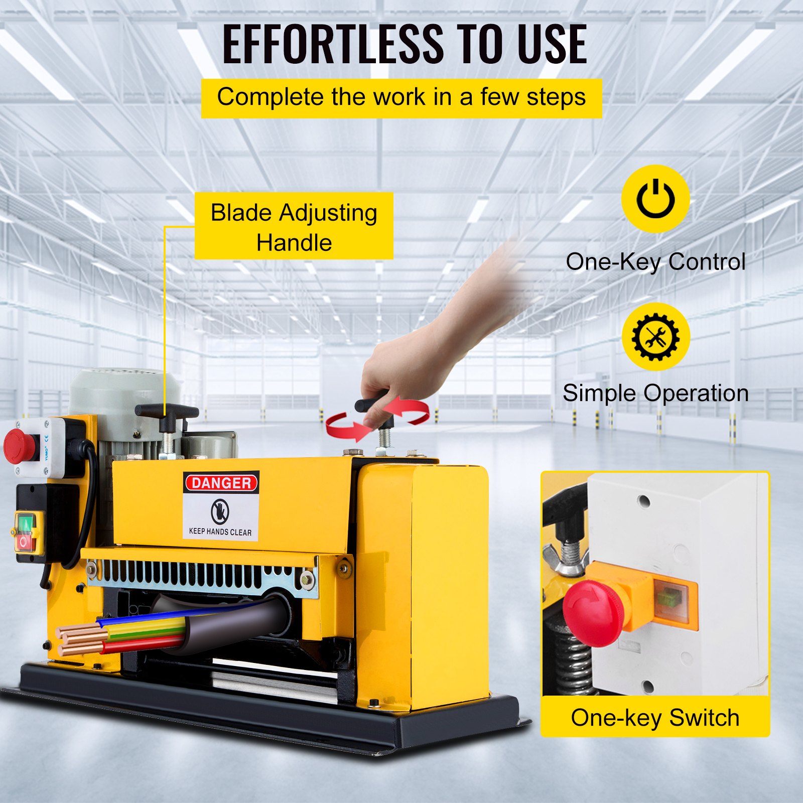 VEVOR Electric Wire Stripping Machine Wire Range 1MM-38MM, Wire Peeling Cutting Machine 220V, Automatic Wire Stripping Machine 11 Channels, Electric Copper Wire Cable Stripper with 10 Blades