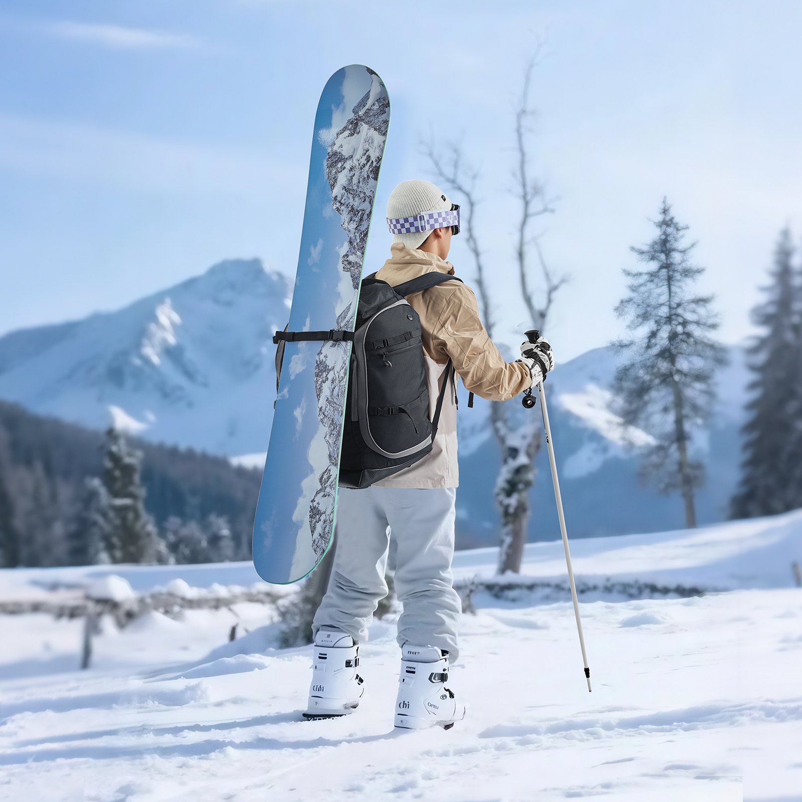 VEVOR Skischoentas, 65L reistas voor snowboardschoenen, met waterdichte buitenkant en bodem, 1680D Oxford, tas voor ski's, snowboards, helmen, brillen, handschoenen en accessoires (zwart)