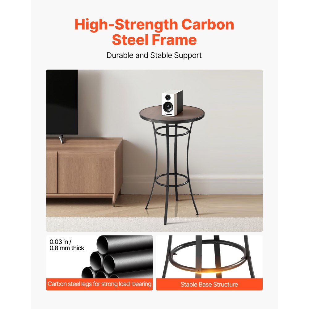 VEVOR Outdoor Round Bar Table, 23.7 in Counter Bar Height Bistro Table, Patio Dining Tables with Easy-to-Clean Top & Sturdy Metal Frame, Indoor High Top Pub Tables for Small Places, Kitchen