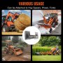 diverse toepassingen van de VEVOR skid steer bevestigingsplaat met hooivorken, ploegen, vorken en tractoren.