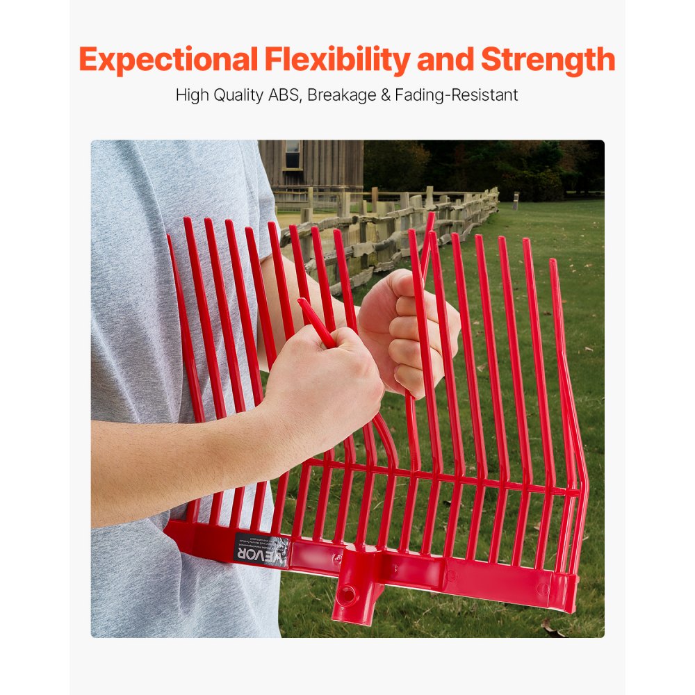 VEVOR Set van 6 Zweedse vorken, 18 schuine tanden, mestvorkkop voor paarden, kunststof hooivork, hooivork voor het verzamelen van mest, gras, hooi en het schoonmaken van veldwerk