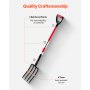 VEVOR Garden Fork, 4-Tine Gardening Pitchfork with Fiberglass Handle, 45 in Heavy Duty Digging Fork with Y Grip, Forged Steel Spading Fork for Hay Potato Composting Transplanting Aeration