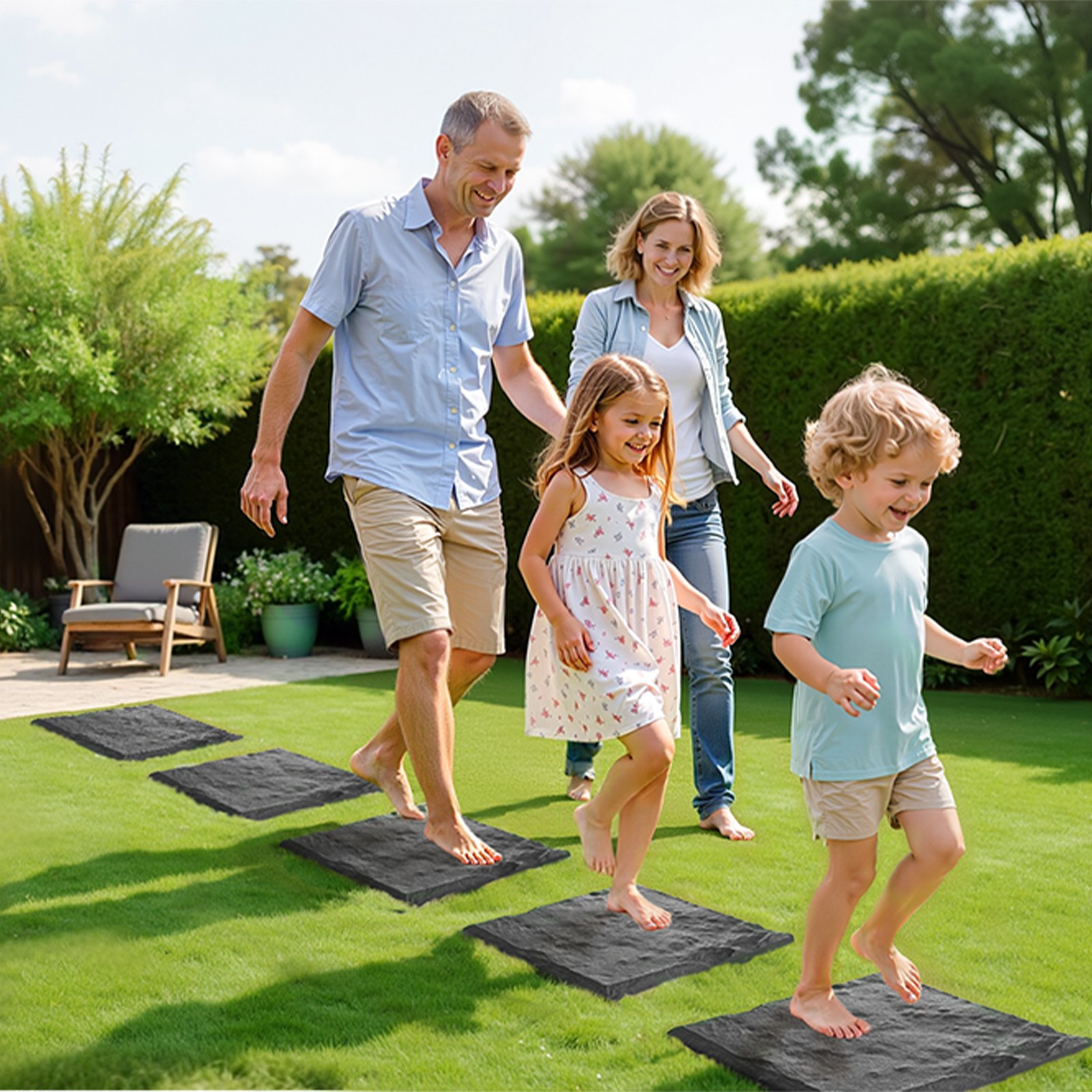 VEVOR Garden Stepping Stones, 16Pcs 15.5 x 15.5 in, Decorative Stepping Stones with Stakes, Weather-Resistant Plastic Pathway Pavers, Smooth Surface, Outdoor Walkway for Lawn Patio Landscape, Grey