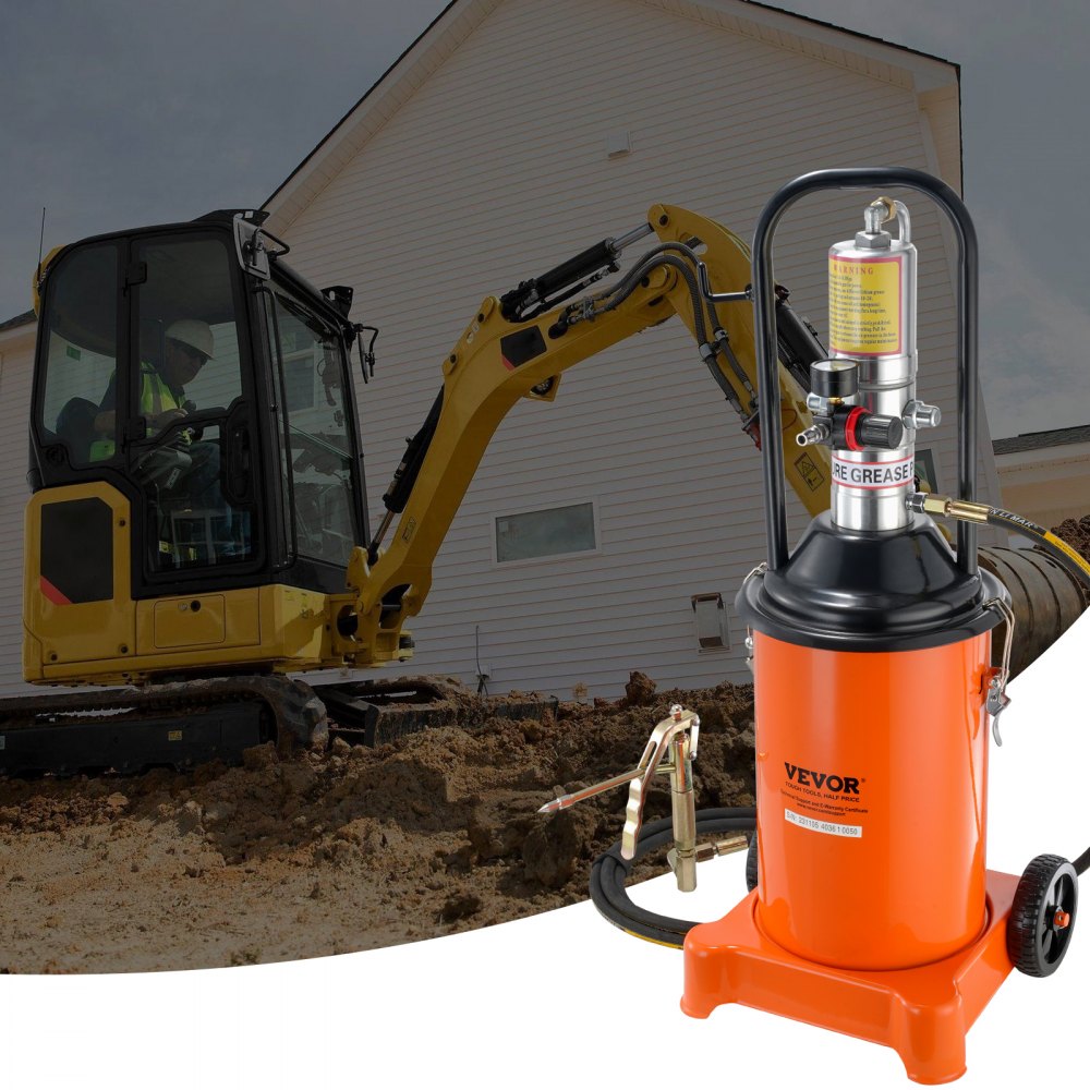 VEVOR Vetpomp 12L Luchtbediende vetpomp 0,6-0,8 MPa Aluminium spuitgietpomp -20-100℃ Bedrijfstemperatuur, pneumatische vetpomp NPT-aansluiting Smeervetpomp Geschikt voor 0-3# vet