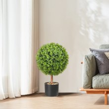 VEVOR 2x Buxusbol Kunst 559mm Tuindecoratie Buxus in Bloempot Kunstbuxusbol Kunstplant gemaakt van PE, Hout, PP inclusief 4 stuks Decoratieve Vlinders en 10 stuks Vervangende Bladeren