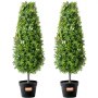 VEVOR 2 Pack 3' Artificial Boxwood Topiary Tree Faux Plant UV Decor In/Outdoor