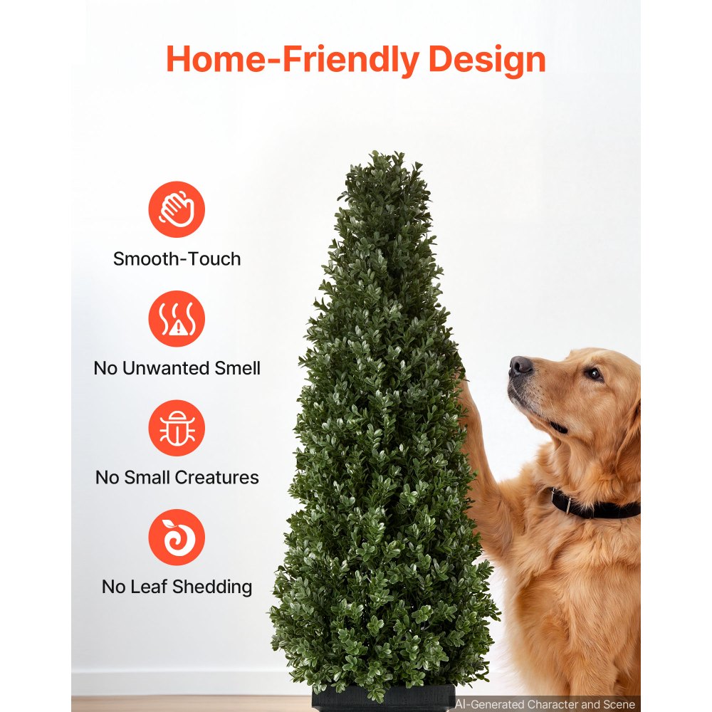VEVOR Kunstplant 2 stuks. Kunstmatige buxus met PP-pot 1000 mm, decoratieve plant voor woonkamer, balkon, kantoor, veranda, tuin of terras, UV-bestendig, kunstboom gemaakt van PE, levensecht, binnen en buiten