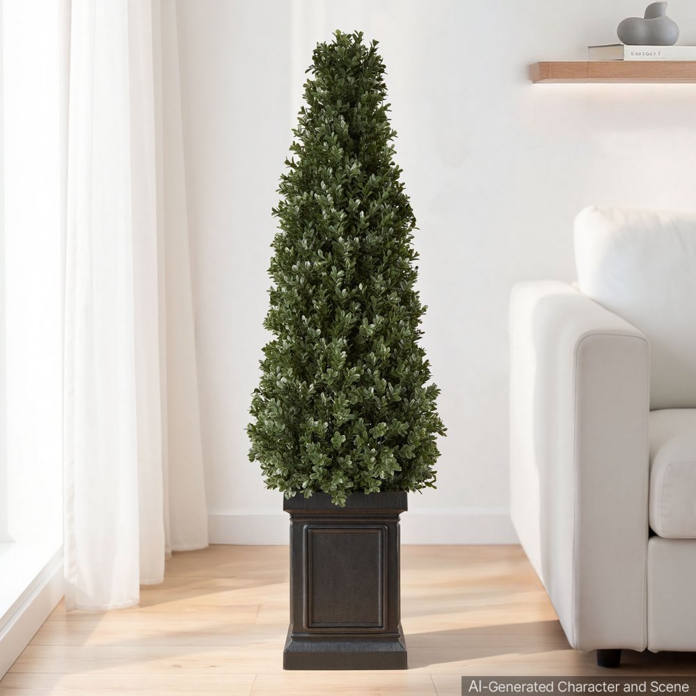 VEVOR Kunstplant 2 stuks. Kunstmatige buxus met PP-pot 1000 mm, decoratieve plant voor woonkamer, balkon, kantoor, veranda, tuin of terras, UV-bestendig, kunstboom gemaakt van PE, levensecht, binnen en buiten