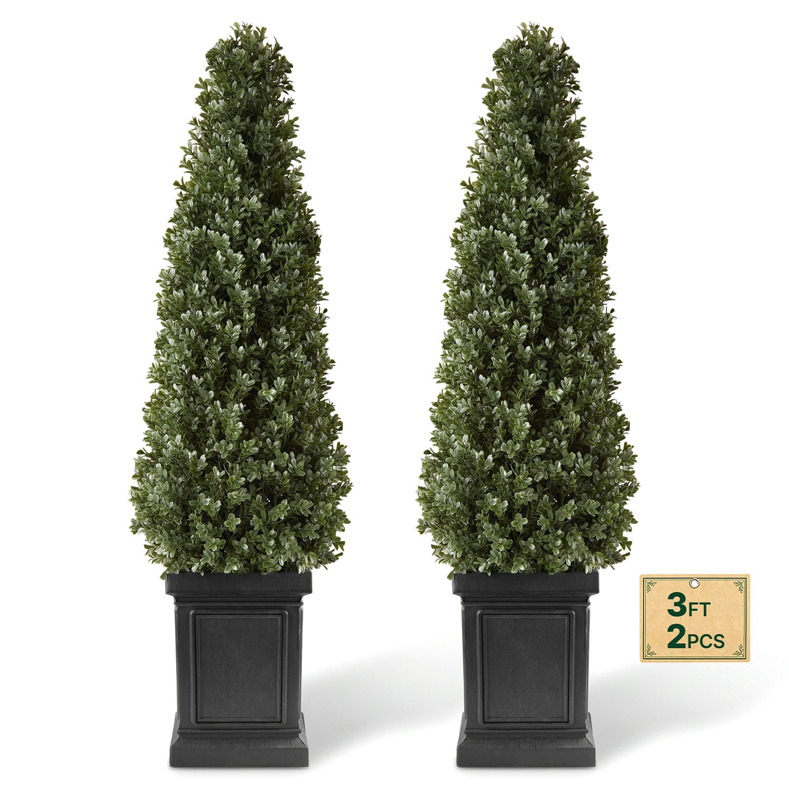 VEVOR Kunstplant 2 stuks. Kunstmatige buxus met PP-pot 1000 mm, decoratieve plant voor woonkamer, balkon, kantoor, veranda, tuin of terras, UV-bestendig, kunstboom gemaakt van PE, levensecht, binnen en buiten