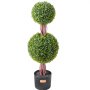 VEVOR Artificial Boxwood Topiary Tree, 36 inch Tall (2 Pieces), Double Ball Faux Topiary Trees, Faux Plant w/ Extra Leaves & Pot & Small Decoration, UV Rated Set for Home Decor Indoor/Outdoor
