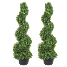 VEVOR 2 pieces artificial boxwood tower topiary spiral artificial plant 122 cm high decorative plant green plastic plant made of PE iron topiary plants incl. 10 pieces replacement leaves